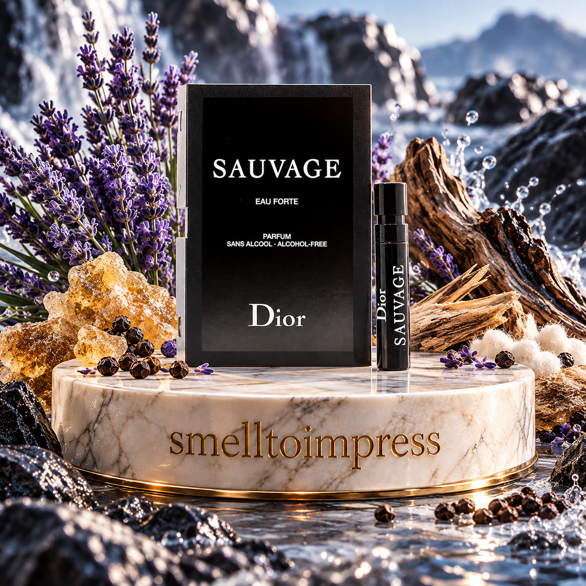 afbeelding van een officieel parfummonster Christian Dior Sauvage Eau Forte EDP 1 ml van Smelltoimpress