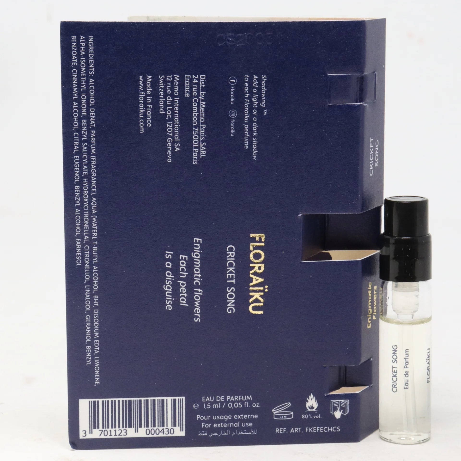 officieel parfummonster van Floraiku Cricket Song-geur 1,5 ml 0,05 fl. oz. officieel parfummonster van Floraiku Cricket Song-geur 1,5 ml 0,05 fl. oz.