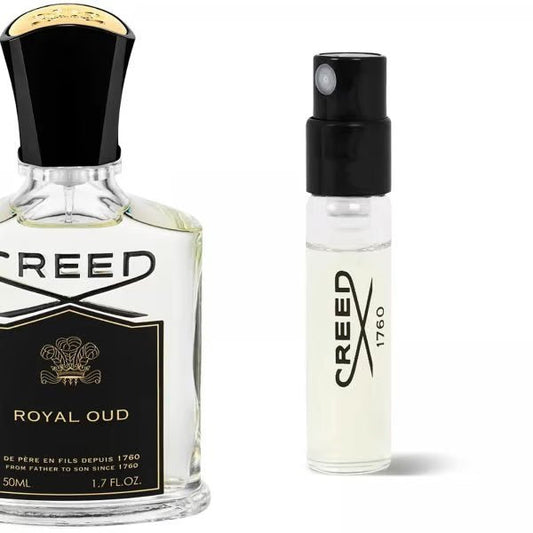 Upgrade your fragrance game with the luxurious Creed Royal Oud edp. Try it out with the official 2 ml 0,06 fl oz parfumstaaltje before making a commitment to the full-sized bottle. Elevate your senses with this amazing scent.