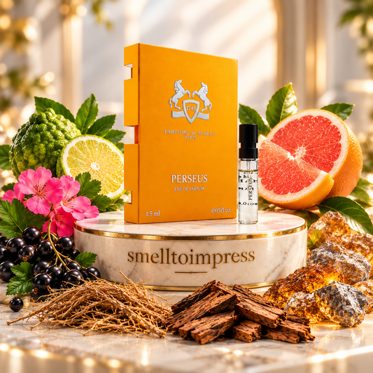 afbeelding van een officieel parfummonster Parfums de Marly Perseus 1,5 ml door Smelltoimpress